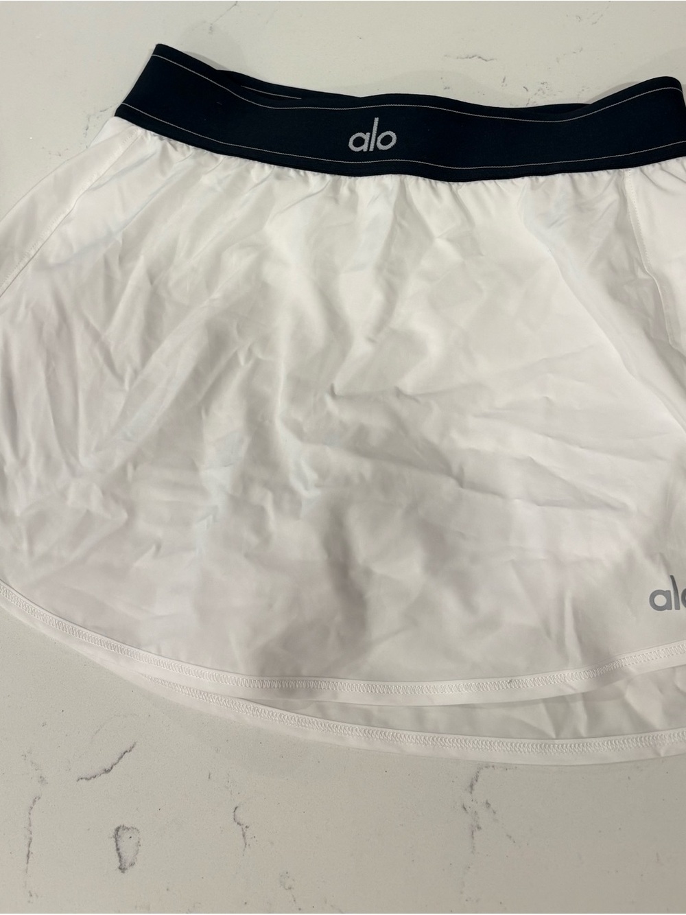 ALO Yoga White Skirt with Black Waistband